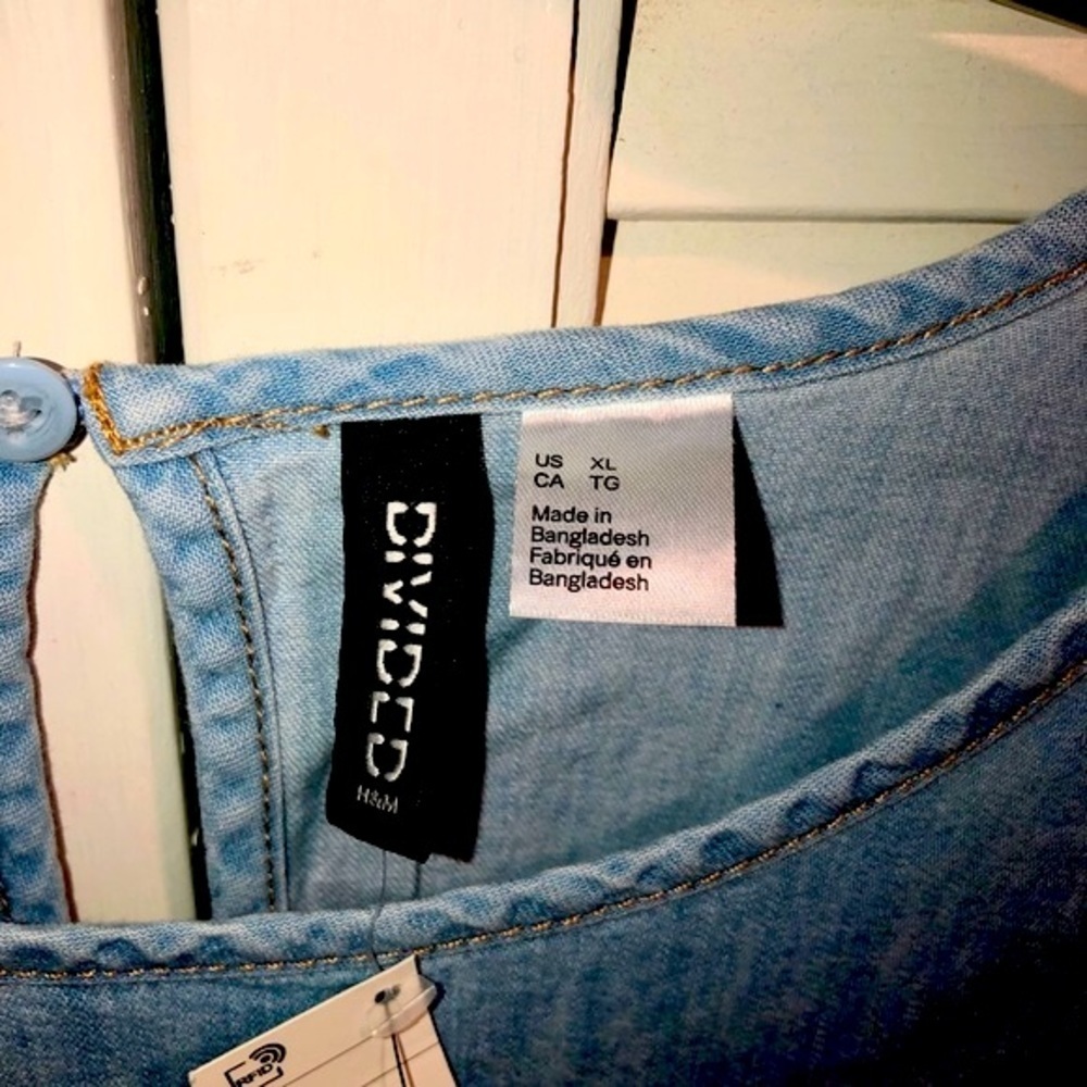 Divided H&M Blue Denim Short Sleeve dress XL NWT - Picture 4 of 6